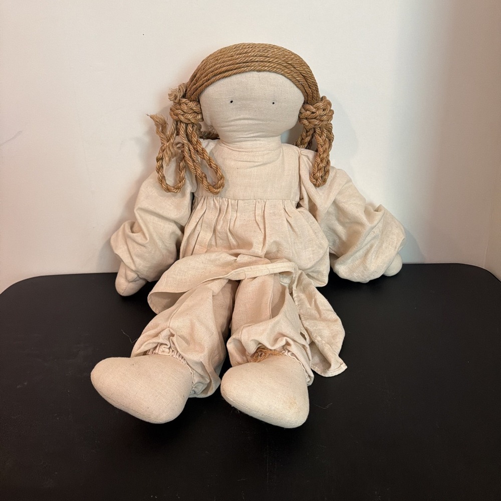 Vtg Handmade Rag Doll 30" Tall. 18" Sitting Upright
